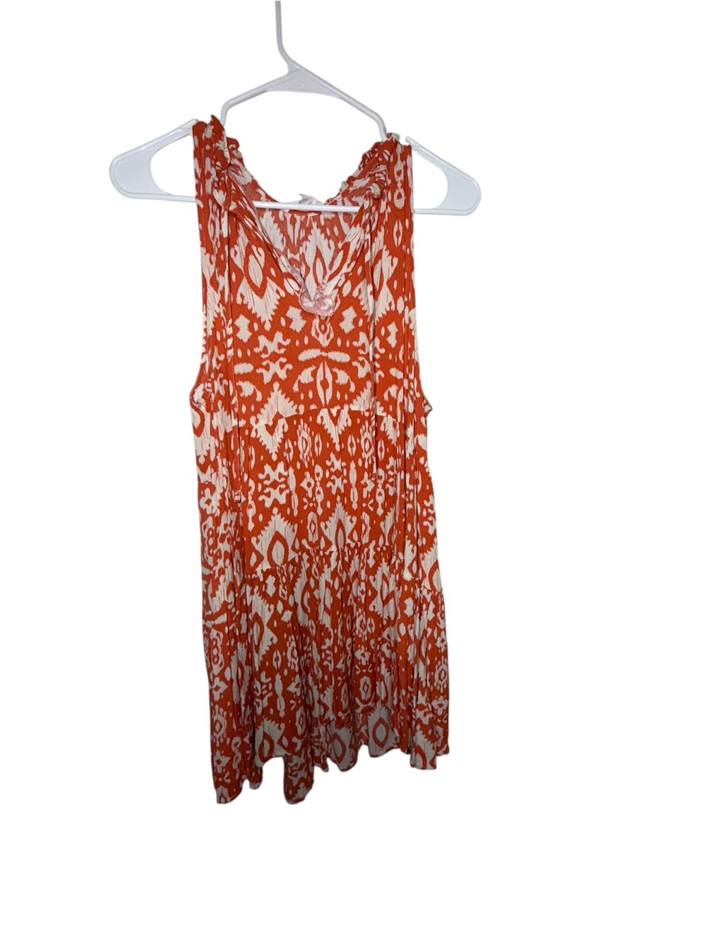 BB Dakota Orange and White Printed Midi Dress